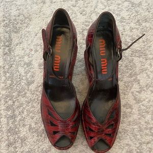 Vintage Miu Miu Snake Embossed Platform Sandals